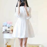 法式女装白色小清新蕾丝连衣裙2023显瘦仙女，甜美宽松公主裙子