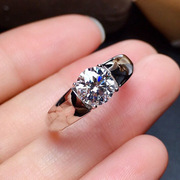 镀Pt950铂金仿真钻戒 2克拉莫桑钻石戒指 男士结婚戒指