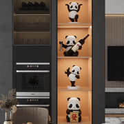 熊猫创意软装客厅酒柜套装摆件现代轻奢高档茶几玄关书架装饰品
