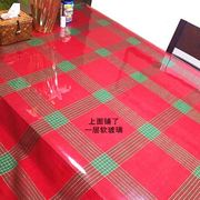 欧式圣诞节餐桌布红绿格子盖布，桌旗红色喜庆家用茶几布圣诞(布圣诞)