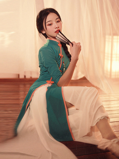 古典舞旗袍服装古风弹力多情种舞蹈服中国风改良旗袍衣服夏季长款