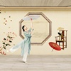 中式花鸟壁纸中国风瑜伽养生馆茶室包厢古风背景舞蹈教室拍照墙纸