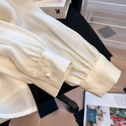法式木耳边蝴蝶结雪纺，衬衫女2024年春装衬衣，设计感小众上衣服