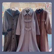 日本制古着vintage复古纯色，羊毛呢子宽松超长款，厚实大衣外套