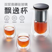 华爻按压飘逸杯泡茶壶双层玻璃内胆茶水分离便携单壶过滤茶