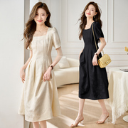 2023夏装，韩版时尚修身连衣裙中长款短袖气质