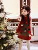 韩版女童洋气圣诞新年服毛呢背心裙秋冬女宝宝加厚无袖连衣裙