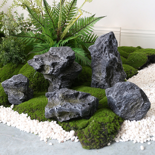 花尔仿真石头摆件庭院绿植造景假石头布置微景观拍摄道具装饰