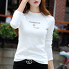 白色t恤女长袖秋衣外穿韩版修身显瘦体桖时尚，简约字母内搭打底衫