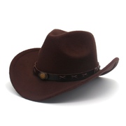弯檐西部爵士帽牛仔帽复古男女，卷边凹凸造型，毡帽英伦时尚礼帽