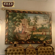 欧式奢华金箔手绘木，版画法式宫廷客厅，玄关装饰画别墅横版挂画
