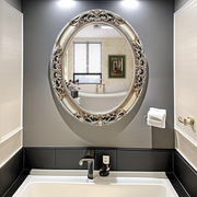 欧式复古浴室镜子卫生间梳妆镜，卧室挂墙化妆镜，店面椭圆形装饰镜框