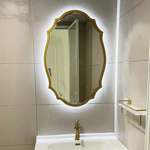 法式复古美式椭圆浴室镜子卫生间，挂镜洗手台灯镜，led欧式智能镜