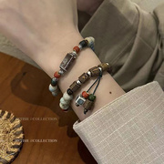 时尚简约波西米亚风瓷珠手链 合新中式搭配 手工编织精美自然款