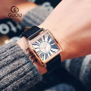 香港手表个性方形蓝光，男士石英手表，罗马刻度皮带腕表