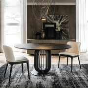 意式极简进口岩板餐桌北欧大理石，圆桌现代简约家用小户型圆形饭桌