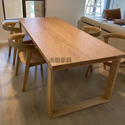 莫比恩餐桌工作台家用书桌原木白蜡木大板桌客厅饭桌日式实木餐桌
