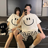 韩版夏季情侣睡衣女纯棉短袖套装可爱卡通男士青少年休闲家居服款