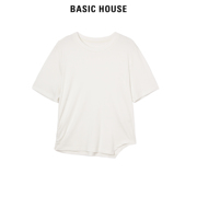 Basic House/百家好短袖t恤2024春季减龄内搭白色打底衫女