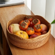 越南手工藤编水果篮子桌面收纳盒编织家用客厅零食，竹编馒头筐日式