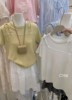 白色假两件针织短袖，t恤女2024春季小个子独特百搭设计感上衣