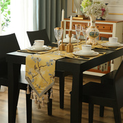 新中式高档奢华复古黄色桌旗餐垫套装欧式刺绣古典禅意中国风桌垫