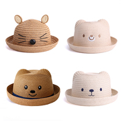 沙滩男女婴儿宝宝帽子儿童小草帽，遮太阳帽夏季可爱超萌春秋薄款