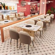 网红火锅烤肉店卡座，沙发自助餐饭店，商用靠墙不锈钢桌子桌椅组合