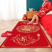 婚庆用品结婚喜庆地垫婚房地毯，床边毯红色，门垫卧室门口满铺定制