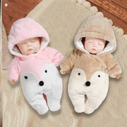 初生婴儿衣服0到3个月冬新生，婴儿秋加厚宝宝，连体衣可爱棉衣连脚