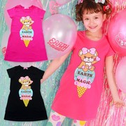  EarthMagic EM同款熊头 女童小熊冰淇淋卡通图案短袖连衣裙