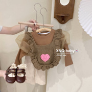 韩国童装女童秋季爱心针织马甲上衣洋气儿童时髦洋气宝宝毛衣背心