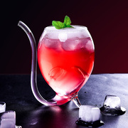 创意吸血鬼杯子酒杯网红玻璃杯透明吸管杯家用水杯鸡尾酒杯酒吧杯