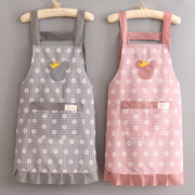 韩版家用做饭厨房公主围裙，女帆布透气工作，时尚围腰上班年轻款