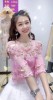 韩版蕾丝立体花朵上衣女夏装，2023超仙甜美短袖雪纺洋气小衫潮