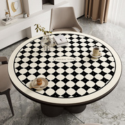 黑白极简小圆桌桌布，免洗防水防油桌垫皮革圆形，茶几垫防烫大圆桌垫