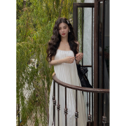 徐琳mini2024夏季吊带无袖长款裙子宽松白色，度假垂感连衣裙