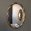 欧式浴室镜美式壁挂装饰复古金色椭圆形现代黑卫浴镜子玄关化妆镜