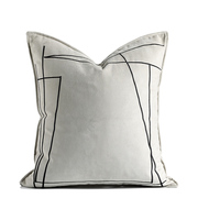 现代简约样板间轻奢几何刺绣抱枕沙发客厅靠垫卧室灰色品质抱枕