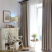 加厚全遮光纯色棉麻窗帘布料简约现代防风客厅卧室成品窗帘