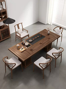 新中式黑胡桃木实木茶桌椅组合办公室纯实木泡茶桌白蜡木禅意茶台