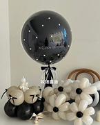 ins生日珍珠蛋糕气球黑色生日百日宴氛围布置派对装饰布置道具