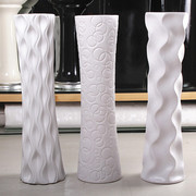 简约陶瓷大花瓶现代时尚，白色创意绢花，客厅摆件欧式干花落地花器