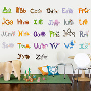 早教字母表创意可爱贴纸装饰幼儿园动物自粘儿童墙面墙纸英文房间