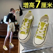 韩国帆布鞋女夏透气低帮潮百搭小众厚底2022年内增高休闲板鞋