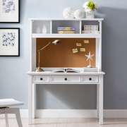 简约美式白蜡木全实木书桌书架组合儿童现代家用实用学习桌写字台