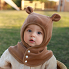 加绒加厚宝宝帽子围脖一体，秋冬季婴儿护耳，帽男童儿童套头女童脖套