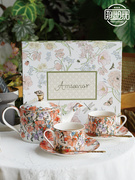 高档骨瓷咖啡杯套装英式下午茶具精致咖啡具欧式家用下午茶点心盘