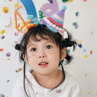 手工扭扭棒生日帽周岁发箍儿童，派对聚餐头戴装饰道具可爱宝宝拍照