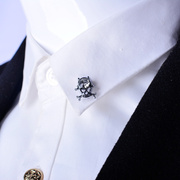 天狼星韩国合金胸针饰品，骷髅头猫头鹰镶钻衣领夹领针